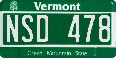 VT license plate NSD478