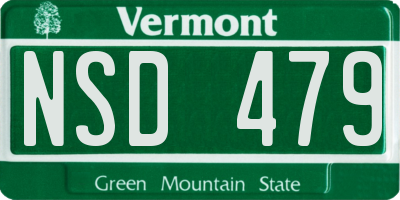 VT license plate NSD479