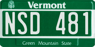 VT license plate NSD481