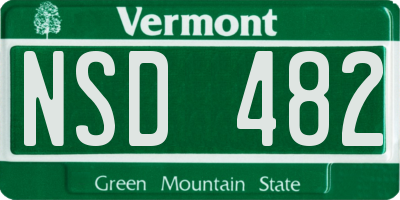 VT license plate NSD482