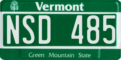 VT license plate NSD485