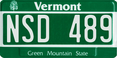 VT license plate NSD489