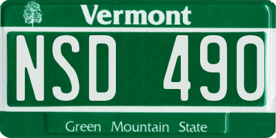 VT license plate NSD490