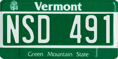 VT license plate NSD491