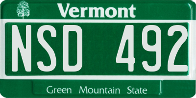 VT license plate NSD492