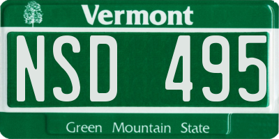 VT license plate NSD495