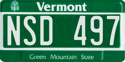 VT license plate NSD497