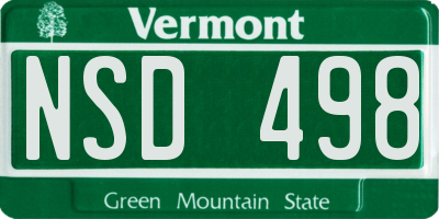 VT license plate NSD498