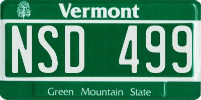VT license plate NSD499