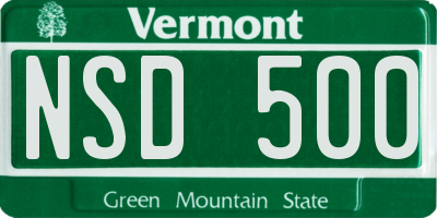 VT license plate NSD500