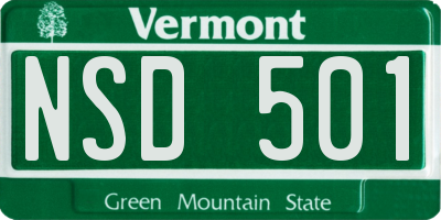 VT license plate NSD501