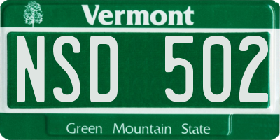 VT license plate NSD502