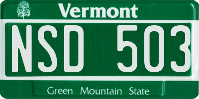 VT license plate NSD503