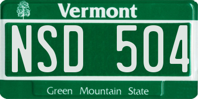 VT license plate NSD504