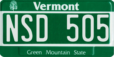 VT license plate NSD505