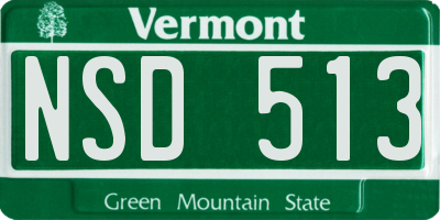 VT license plate NSD513