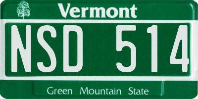 VT license plate NSD514
