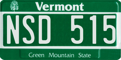 VT license plate NSD515