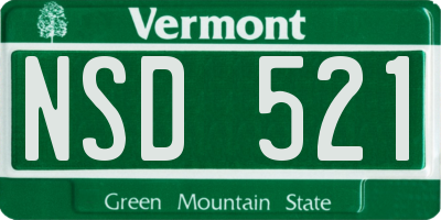 VT license plate NSD521