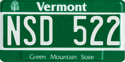 VT license plate NSD522