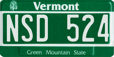 VT license plate NSD524