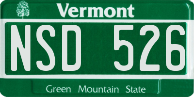 VT license plate NSD526