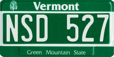 VT license plate NSD527