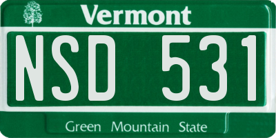 VT license plate NSD531
