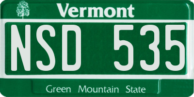VT license plate NSD535