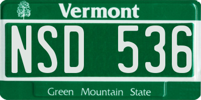 VT license plate NSD536