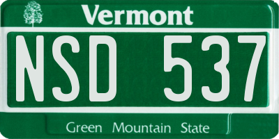 VT license plate NSD537