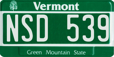 VT license plate NSD539