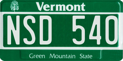 VT license plate NSD540