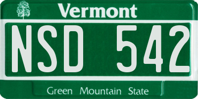 VT license plate NSD542