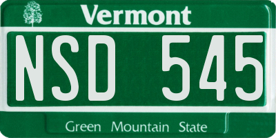VT license plate NSD545