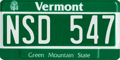 VT license plate NSD547