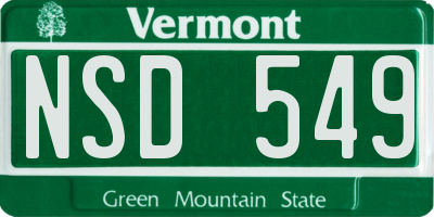 VT license plate NSD549