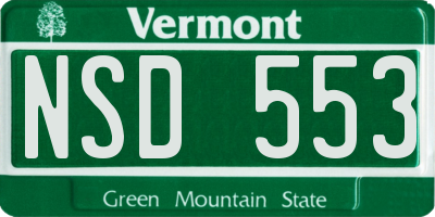 VT license plate NSD553
