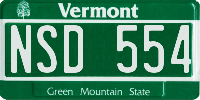 VT license plate NSD554
