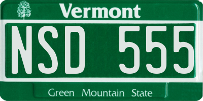 VT license plate NSD555