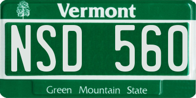 VT license plate NSD560