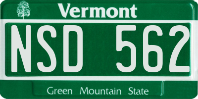 VT license plate NSD562