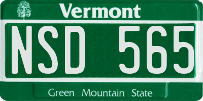 VT license plate NSD565