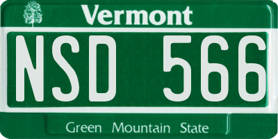 VT license plate NSD566