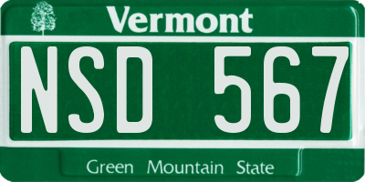 VT license plate NSD567