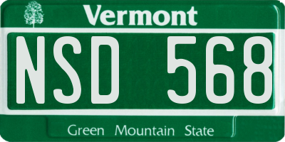 VT license plate NSD568