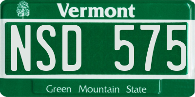 VT license plate NSD575