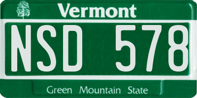 VT license plate NSD578
