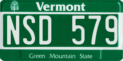 VT license plate NSD579