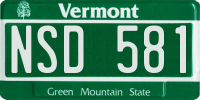 VT license plate NSD581